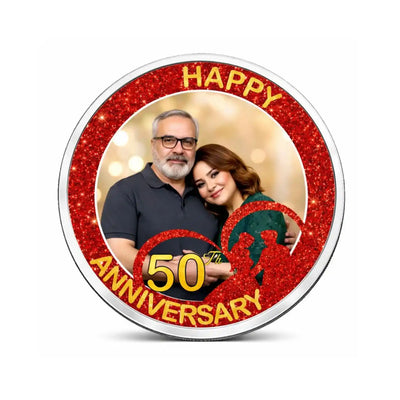 BIS Hallmarked 50th Marriage Anniversary Silver Coin 999 pure