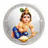 AMTC BIS Hallmarked Bhagwan Shri Krishna Bal Rup Colourful 999 Pure Round Silver Coin.