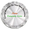 Employee Recognition Silver Coin with Company Logo and Employee Name.