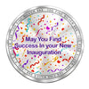 Business Grand Opening Silver Coin with Company Logo.