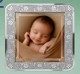 BIS Hallmarked Personalised Silver Square Coin New Born Baby Girl 999 Pure