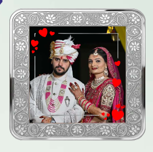 BIS Hallmarked Personalised Newly Married Gift 999 Pure Silver Coin With Photo & Name